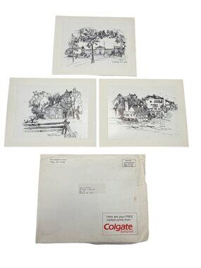 Vintage Colgate Toothpaste Philadelphia Landmark Matted Print Set N Miles AWS 19